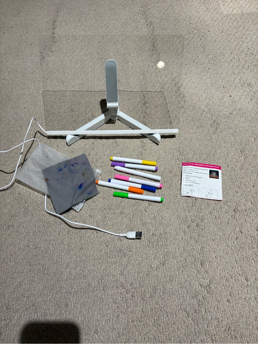 LED light up erasable writing board with stand